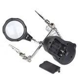 Lupe mit LED-Beleuchtung, praktische Klemmen und Lötkolbenhalter – 4