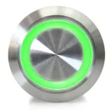 Druckknopf | Ein-Aus Self Lock | 12-24V LED Grün | Edelstahl | 16mm – 1
