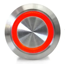 Druckknopf | Ein-Aus Self Lock | 12-24 V LED Rot | Edelstahl | 16mm
