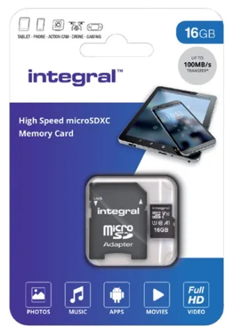 Integral 16GB V10 High Speed microSDHC-Karte Class 10 - 100MB/s SD Adapter
