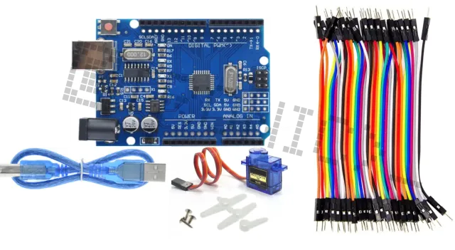 Starterkit für Arduino Uno R3 mit SG90 Micro-Servo & 40-teiligem Dupont-Kabelset