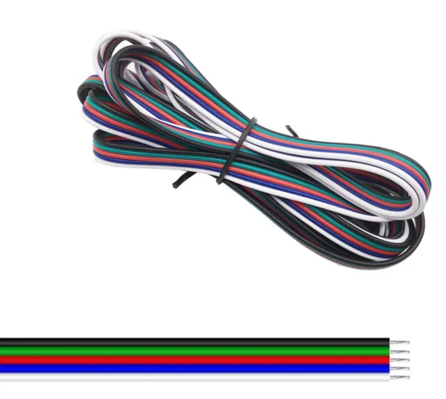 5-adriges Kabel 22AWG Ø1.3mm weiß / blau / rot / grün / schwarz 1 meter