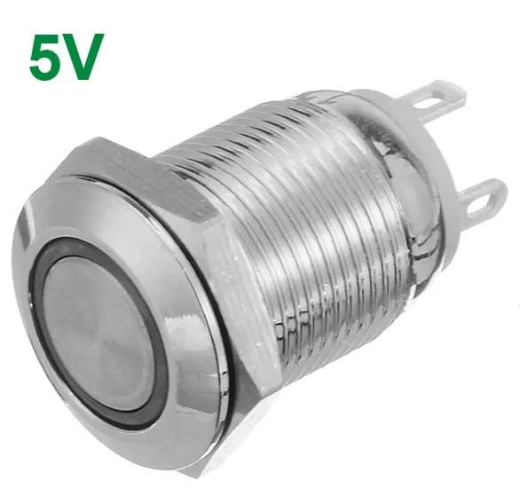 Druckknopf | Moment - Puls | 5V LED Orange | Edelstahl | 12mm