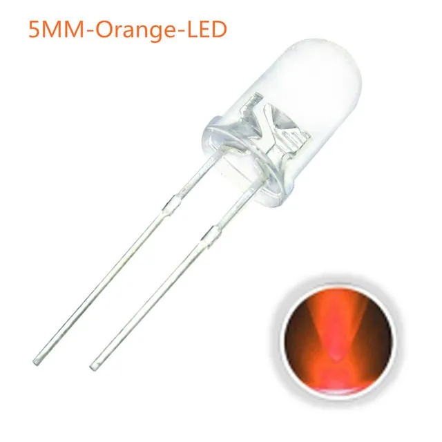 10x LED-Diode Transparent 5mm Orange 2V