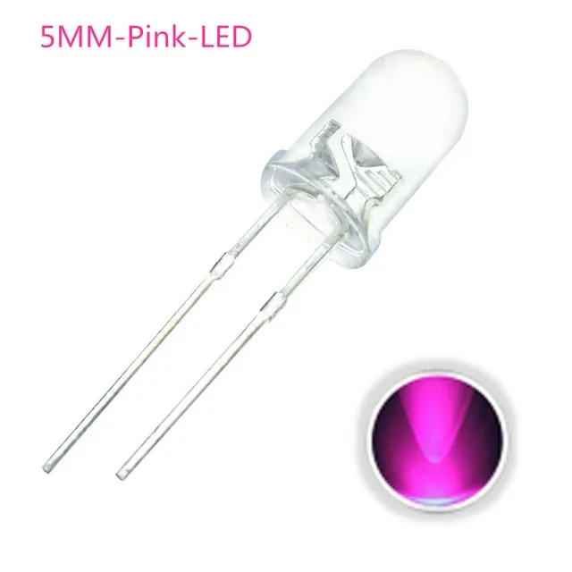 10x LED-Diode Transparent 5mm Rosa 3V