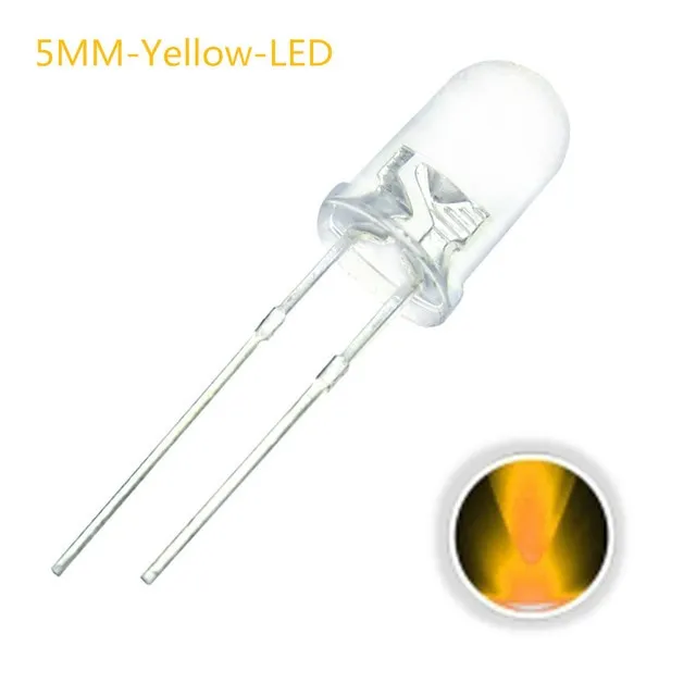 10x LED-Diode Transparent 5mm Gelb 2V