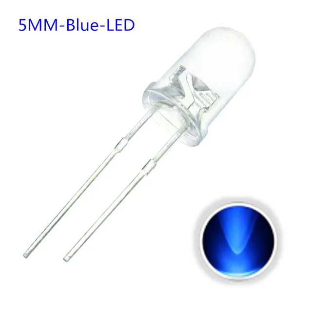 10x LED-Diode Transparent 5mm Blau 3V