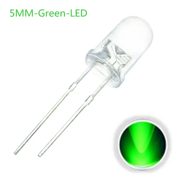10x LED-Diode Transparent 5mm Grün 3V
