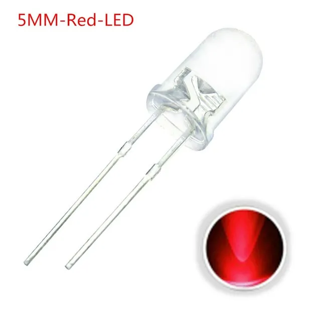 10x LED-Diode Transparent 5mm Rot 2V