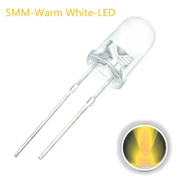 10x LED-Diode Transparent 5mm Warmweiß 3V