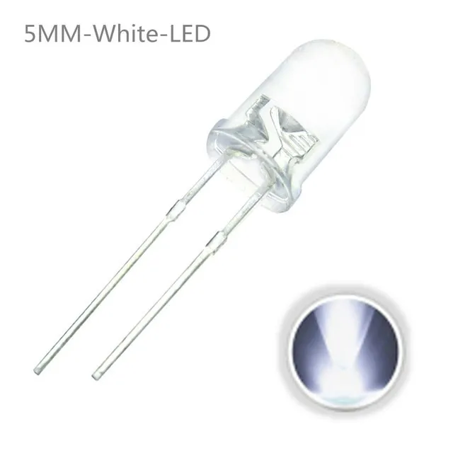 10x LED-Diode Transparent 5mm Weiß 3V