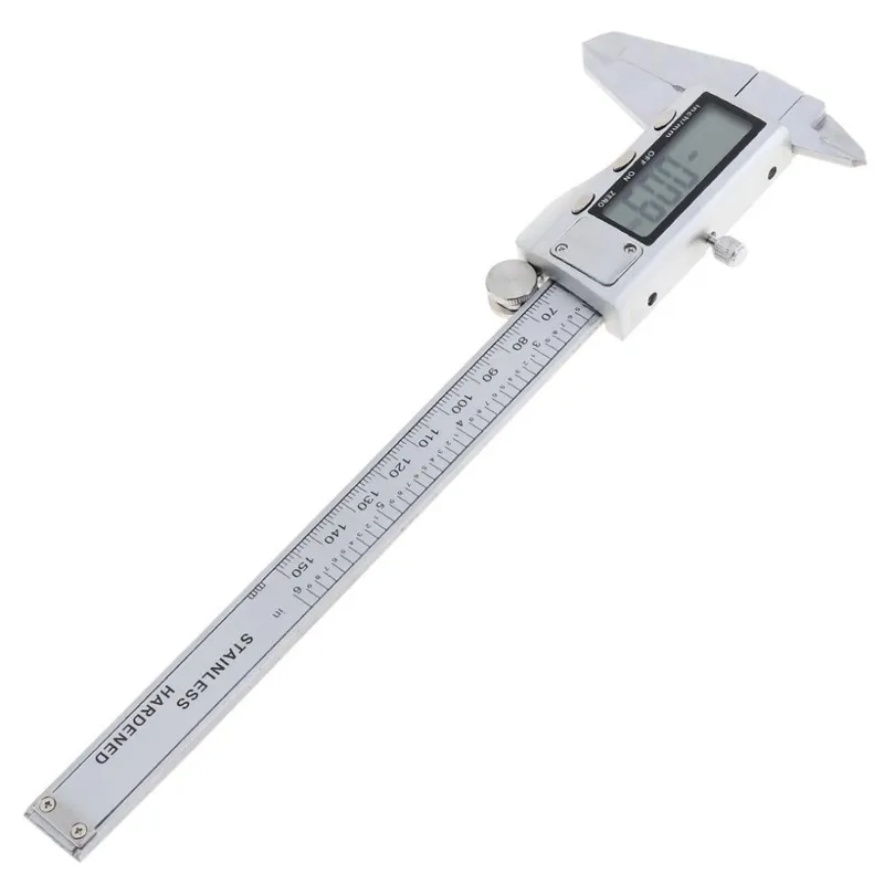 Digitale Schieblehre aus Edelstahl mit Display 0-150 mm inkl. Batterie und Aufbewahrungsbox