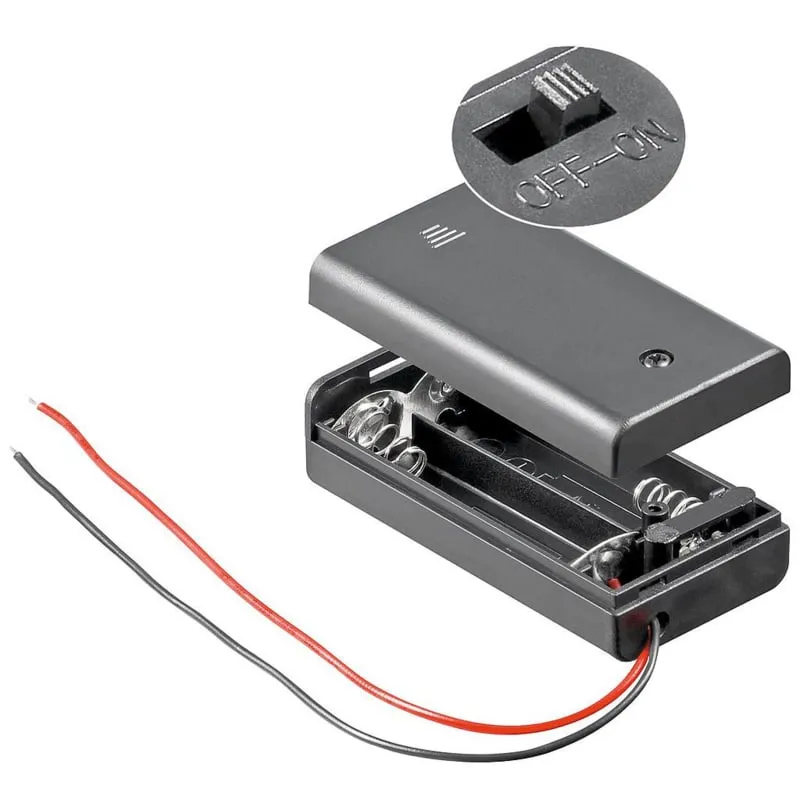 2x AA Batteriehalter mit Ein-/Ausschalter (3V)