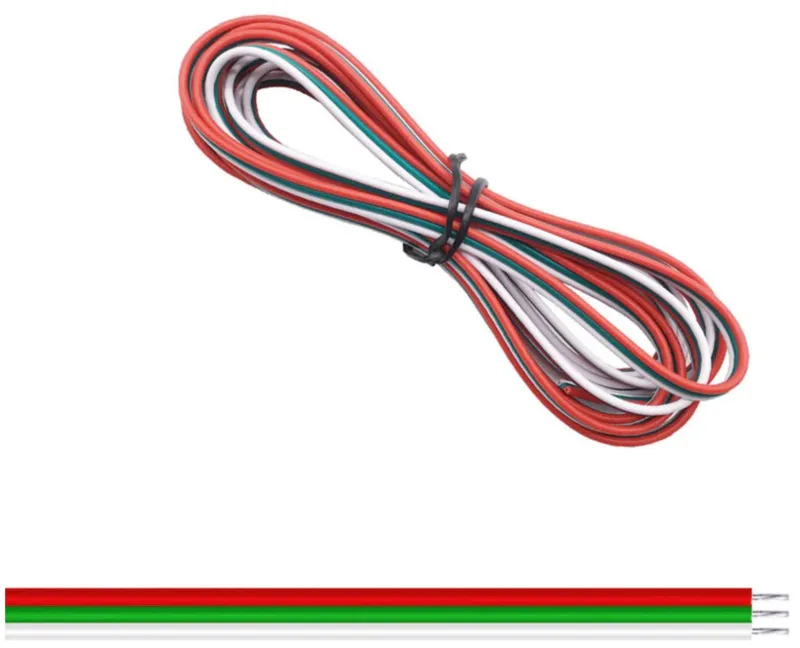 3-adriges Kabel 22AWG Ø1.3mm rot / grün / weiß 1 meter