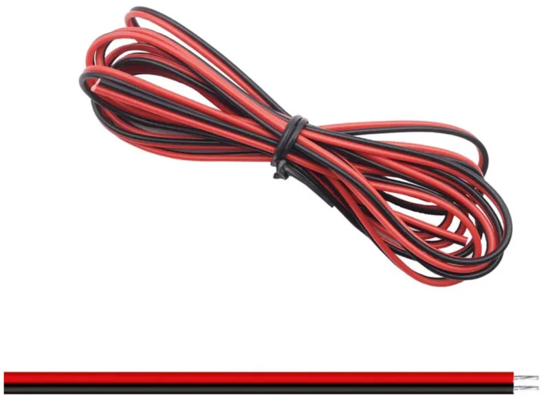 2-adriges Kabel 22AWG Ø1.3mm rot / schwarz 1 Meter